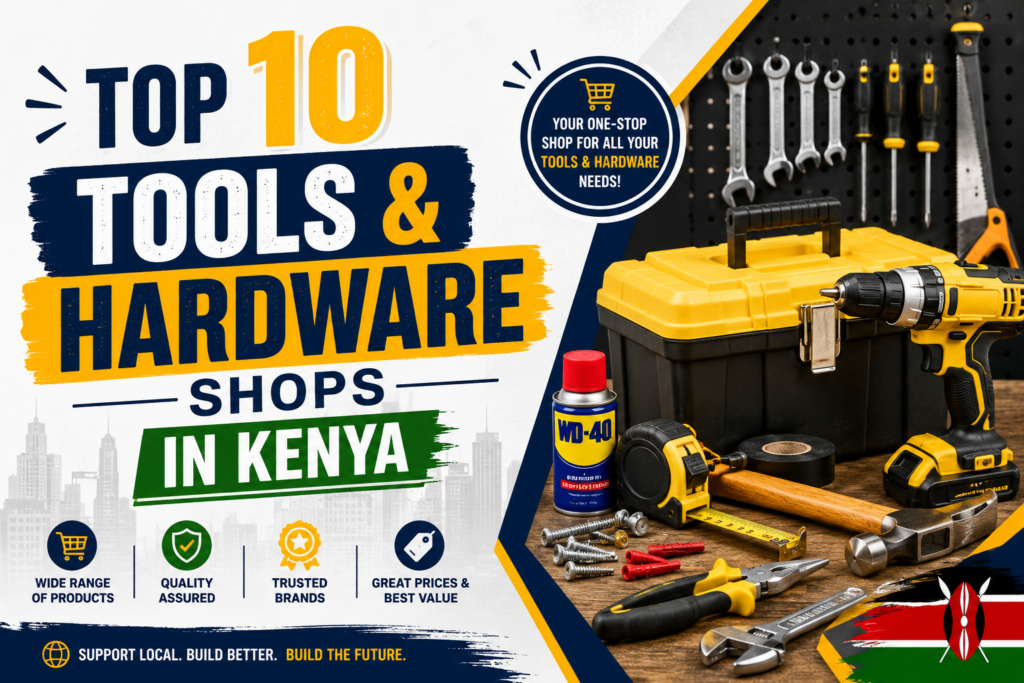 make it longer Whether you are planning a home renovation, managing a large construction project, running a workshop, or simply looking for reliable tools for everyday repairs, finding the Top 10 Tools & Hardware Shops in Kenya is essential for getting quality products at competitive prices. The Top 10 Tools & Hardware Shops in Kenya are trusted by homeowners, contractors, engineers, architects, plumbers, electricians, carpenters, welders, and DIY enthusiasts because they offer a wide selection of genuine tools and construction materials from reputable local and international brands. This comprehensive guide to the Top 10 Tools & Hardware Shops in Kenya helps you compare stores based on product quality, pricing, customer service, product availability, warranty policies, and delivery options, making it easier to choose the right supplier for your needs. Shopping from the Top 10 Tools & Hardware Shops in Kenya gives customers access to an extensive range of products, including power tools, hand tools, construction equipment, plumbing supplies, electrical accessories, paints, adhesives, roofing materials, fasteners, safety gear, garden equipment, welding machines, water tanks, locks, sanitary ware, and home improvement products. Whether you need equipment for a residential project or industrial-grade machinery for commercial construction, the Top 10 Tools & Hardware Shops in Kenya stock products that meet different budgets and professional requirements. Many of the Top 10 Tools & Hardware Shops in Kenya also provide expert advice, helping customers select the most suitable tools and materials for specific construction or maintenance projects. One of the biggest advantages of choosing the Top 10 Tools & Hardware Shops in Kenya is the assurance of purchasing authentic products backed by manufacturer warranties. Reputable suppliers work directly with leading brands to ensure customers receive durable, high-performance equipment designed to last for years. By comparing the Top 10 Tools & Hardware Shops in Kenya, you can identify stores that consistently offer excellent customer support, flexible payment options, bulk purchase discounts, and convenient delivery services across the country. These features are especially valuable for contractors and businesses that require reliable supplies to keep projects running efficiently and within budget. The Top 10 Tools & Hardware Shops in Kenya are also known for embracing modern retail experiences through online shopping platforms, allowing customers to browse products, compare prices, place orders, and arrange deliveries without visiting a physical store. This convenience has made the Top 10 Tools & Hardware Shops in Kenya the preferred choice for busy professionals, property developers, and homeowners who value efficiency and accessibility. Many of these stores regularly introduce new products, seasonal promotions, and exclusive discounts, making it easier for customers to save money while purchasing premium-quality hardware and construction supplies. Whether you are building a new home, renovating an office, upgrading your workshop, or carrying out simple DIY repairs, the Top 10 Tools & Hardware Shops in Kenya provide everything needed to complete projects successfully. From premium power tools and durable hand tools to quality building materials, plumbing fittings, electrical components, paint supplies, and safety equipment, the Top 10 Tools & Hardware Shops in Kenya remain the trusted destination for professionals and homeowners alike. Our carefully researched guide to the Top 10 Tools & Hardware Shops in Kenya highlights reputable retailers with proven track records for quality products, competitive pricing, outstanding customer service, and dependable after-sales support. Before making your next purchase, explore the Top 10 Tools & Hardware Shops in Kenya to compare their product range, customer reviews, delivery services, and overall value, ensuring you choose a supplier that offers the best combination of quality, affordability, and reliability for all your hardware and construction needs.